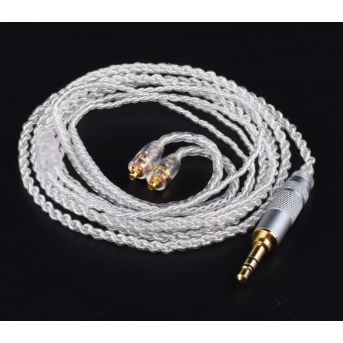 Audio 3.5mm MMCX Pin Headphone Cable Single Crystal Copper Silver Platin DIY Earphone Upgrade Wire For Shure SE215 SE535 SE846
