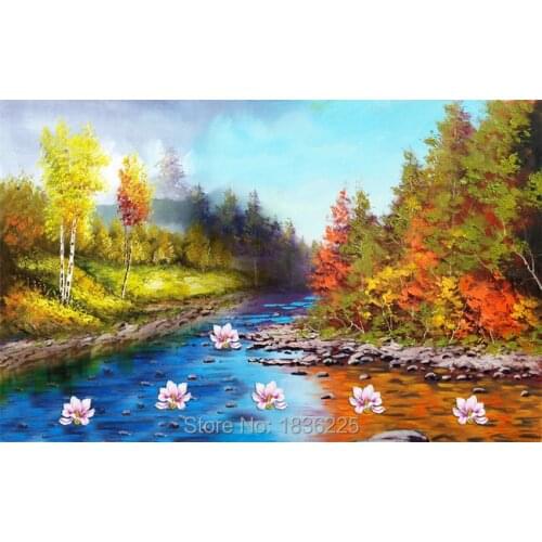 Oil painting reproduction from china painting acrylic flowers landscape fabric magnolia lotus oil painting wall decoration