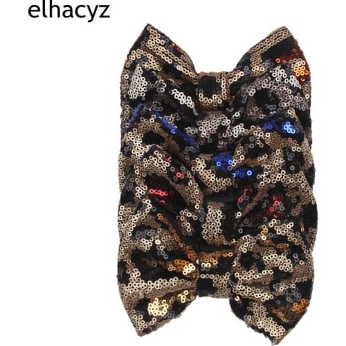 10pcs/lot Classical Leopard 5" Messy Sequins Hair Bow Girls DIY Hair Accessories For Barrette 2021 New Arrival Headwear