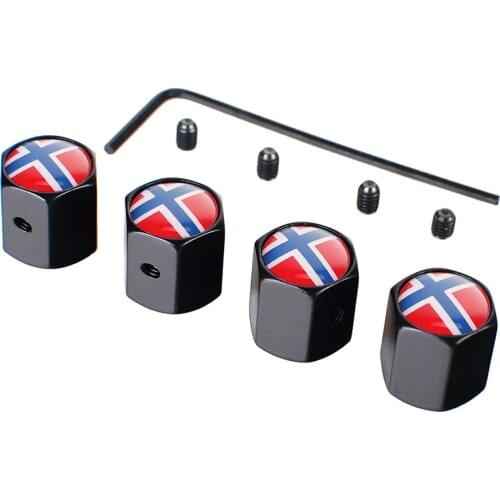Tire Valve Caps Silver Wheel Anti-Theft Cover For Norway Flag For Volkswagen Toyota BMW Volvo Mercedes Skoda Tesla Audi Ford Kia