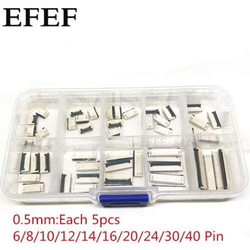 50pcs Clamshell Bottom Contact Type 0.5mm Filp Down FFC FPC Connector 6/8/10/12/14/16/20/24/30/40 Pin