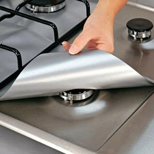 4Pcs/Set Clean Mat Pad Gas Stove Cooker Boiler Hob Oil Protector Furnace Surface Protection Protecting Pad Mat Liner