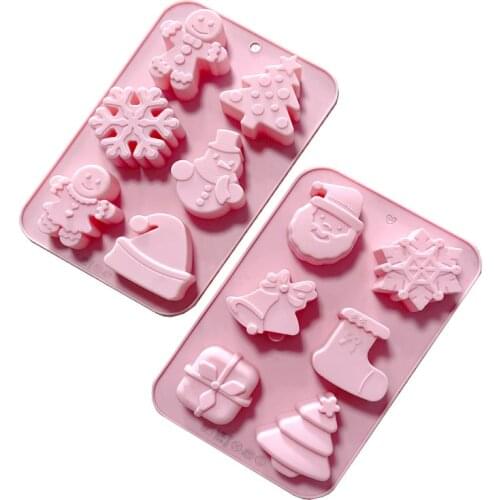 Creative Cake Mould 6 Christmas Tree Socks with Snowflakes Santa Claus Holiday DIY Baking Fondant Mold Wholesale Drop Shipping
