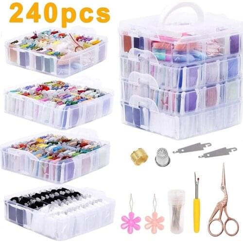 LMDZ 240pcs Cross Stitch Tool Kits Embroidery Floss Cross Stitch Threads 150 Colors Friendship Bracelets Floss