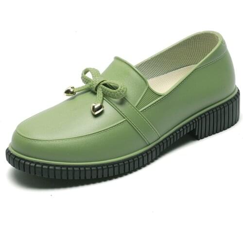 Fashion Ankle PVC Girl Rain Boots Womens Soft-soled Non-slip Kitchen Rainboots Casual Rubber Waterproof Women Shoes Flats