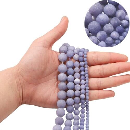 Natural Matte Purple Chalcedony Stone Round Loose Spacer Beads For Jewelry Making DIY Bracelet Accessories 1Strand 4 6 8 10 12mm