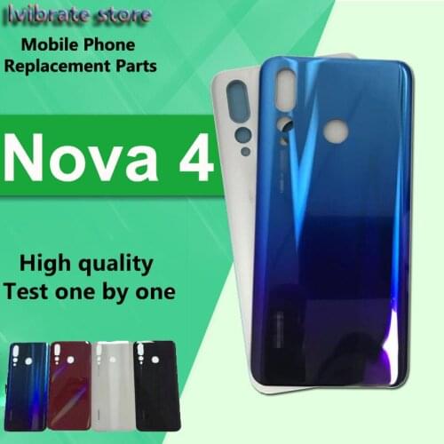 Nova 4 New glass Battery Back Rear Cover Door Housing For Huawei Nova 4 Battery Cover case For Huawei Nova4 back shell 6.4 inch