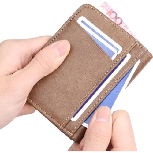 New Men Retro PU Wallet Two Folding Male Purse Credit Card Holder Solid Color Short Wallet purse and wallet billetera hombre