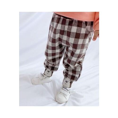 New Arrival Fashion Childrens Plaid Pants Childrens Casual Pants Boys Girls Cotton Plaid Trousers Girl Pants 2 3 4 5 6 7 Years