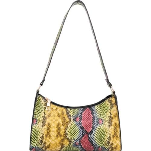 Wholesale factory 2021 fashion new arrive luxury Underarm bag serpentine pu leather pouch lady Handbag for party