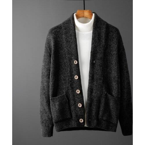 Iwhanker Autumn Cardigan Male Sweaters High Quality Single Breasted Chenille Mens Sweaters Fashion Solid Color Man Sweaters 3XL