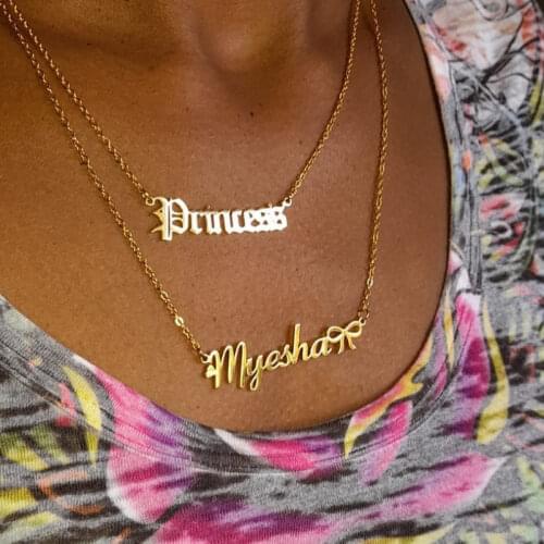 Personalized Old English name necklace fashion Jewelry Customized Nameplate Necklaces gold stainless steel Pendants necklace