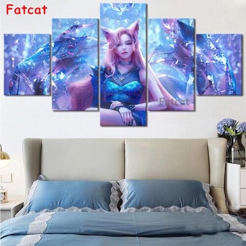 Full 5d diy Diamond Painting Anime girl large Diamond Embroidery 5 piece Set Cross Stitch Diamond elf,Amazing Artworks PP174