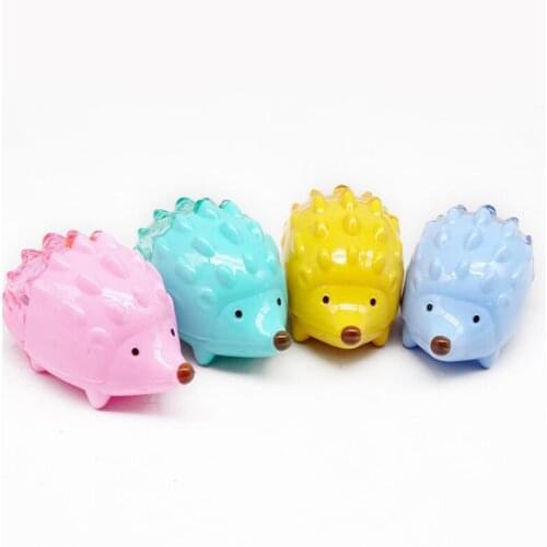 Hedgehog cartoon Pencil Sharpener Safety Hand held Manual Sharpener plastic mini Double hole sharpener for office school