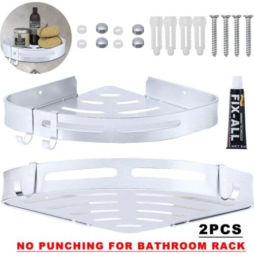 Silver/Black Aluminum 2 Tiers Bathroom Shower Shelf Corner Organiser Caddy Shampoo Storage Holder Rack Bathroom Supplies