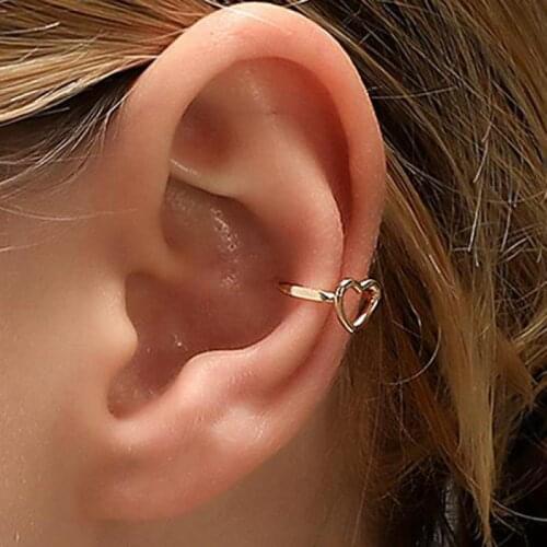 Hollow Heart Clip Earrings For Women Earing Without Hole Jewelry Fake Earrings Single Ear Bone Clip Earings Kolczyki Wholesale
