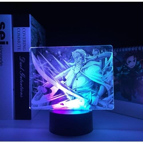 Old Man With Glasses Holding Sword 3D Lamp Anime Figure Visual Illusion Acrylic Light Guide Plate for Festival Birthday Gifts