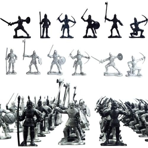 60pcs Ancient Medieval Soldiers Active Figures 6 Shape Model With Weapon Kits Toy Mini Toys for Children Kids Christmas Gift