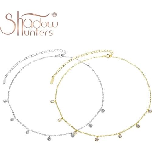 SHADOWHUNTERS Trendy 925 Sterling Silver Charms Necklace With Little Drop Zircon Choker For Women Jewelry Elegant Gift Collier
