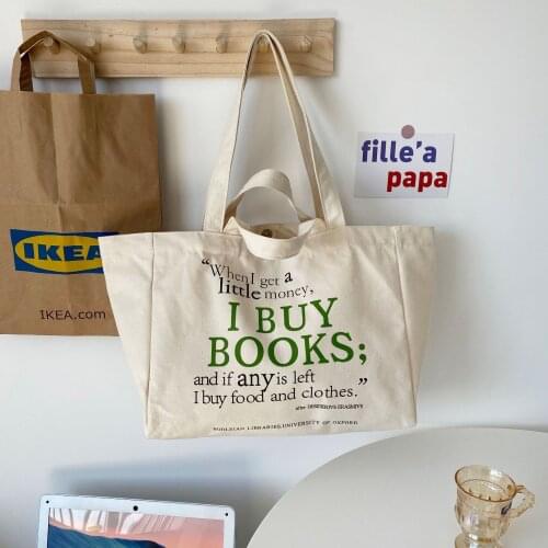 Summer 2021 Fashion Tote Bag Cotton Canvas Shoulder Bag For Women Letter Print Shopper Bag Handbag Student Handbag Bolsa Mujer