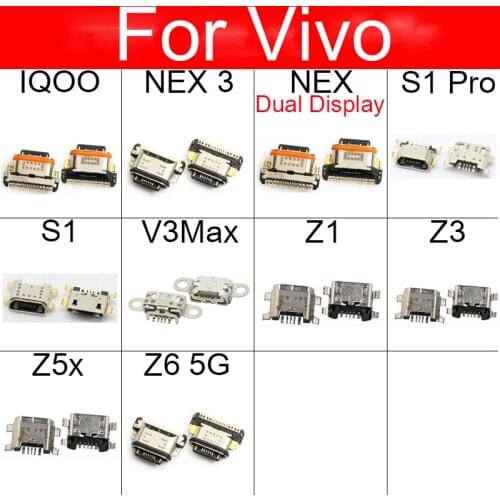 1PC USB Jack Port For Vivo IQOO NEX 3 S1 V3Max Z1 Z3 Z5X Z6 5G Pro Dual Display Usb Jack Dock Socket Repair Parts