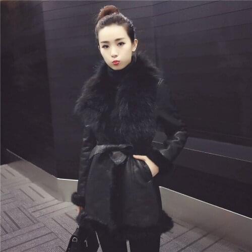 2020 Winter Women Washed Pu Leather Jackets Female Warm Thick Natual Fox Fur Coats Motorcycle Jacket Abrigos Mujer 1998