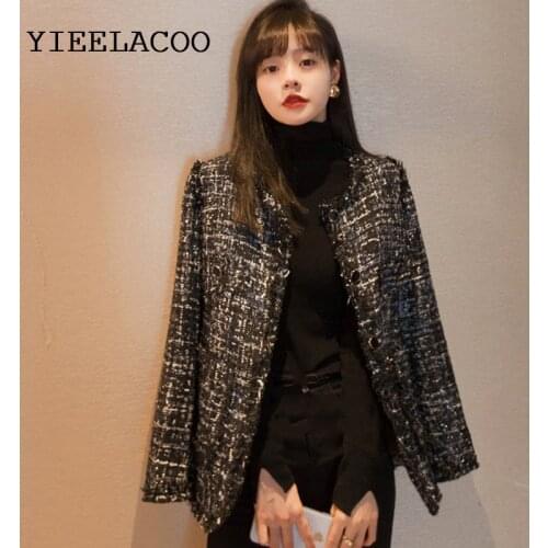 Womens Jacket Tweed holiday Sequins flash fabric Autumn / Winter Jacket Long Sleeve Business ladies One Piece Jacket Coat