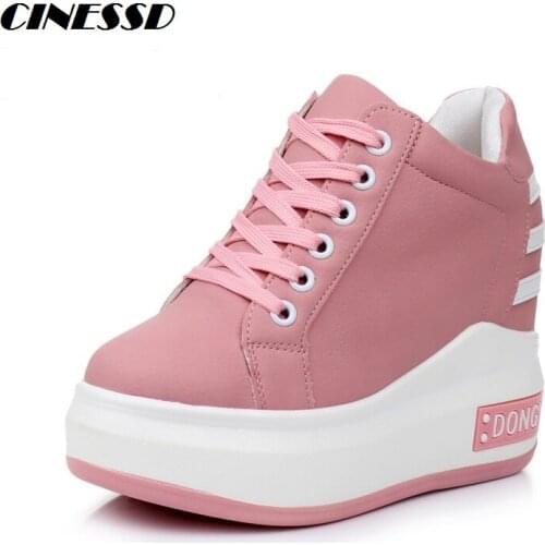 2020 New Women Platform Casual Shoes Mesh Breathable Wedge Heels Shoes 11CM Autumn Thick Sole Sneakers Woman Deportivas Mujer