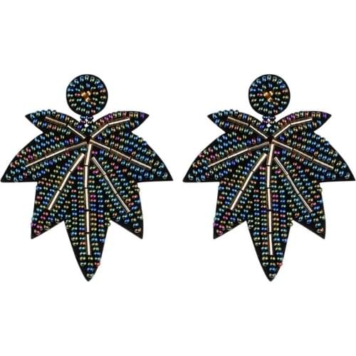 Zouchunfu Original design new earrings for women pendant earrings rice beads handmade beaded tree leaves drop earrings Oorbellen