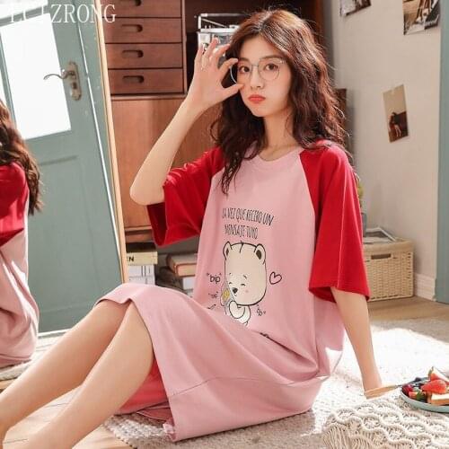 Women Sleeping Pajamas Hot Ladies Short Sleeved Nightgowns Summer Home Clothes Plus Size Sleepwear Dresses Women Nighdress