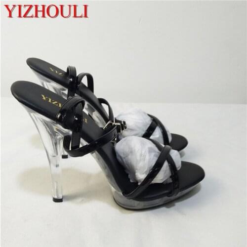 Banquet womens shoes, transparent crystal sexy nightclub waterproof platform and brides wedding shoes, 13cm Sandals