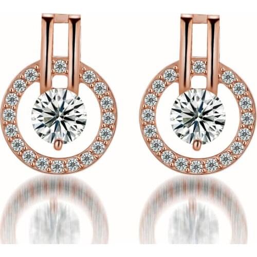 Two Color Options Holiday party gift Female Delicate Earrings Round Zircon Female Earrings Popular fashion girl decoration