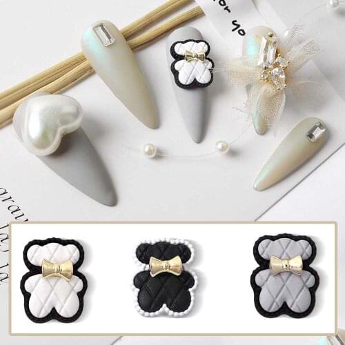 3DCute Bow Tie Bear Nail Decorations Bear Nail Art Jewelry Manicure Nail Art Accessories