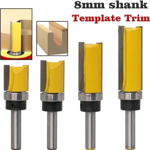 1PC 8mm Shank Template Trim Hinge Mortising Router Bit Straight end mill trimmer cleaning flush trim Tenon Cutter forWoodworking