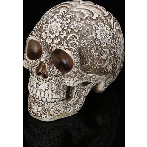 1pcs/lot Horror Props Creative Skeleton Halloween Decoration Skull Flower Pattern Resin Bar Dec For Party Supplies Ornament