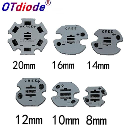 Cree XPE XP-E /XTE XT-E/XPG XP-G 3535 LED PCB Aluminum board Heat Sink Base Plate PCB Board 20/16/14/12/8mm For DIY Light