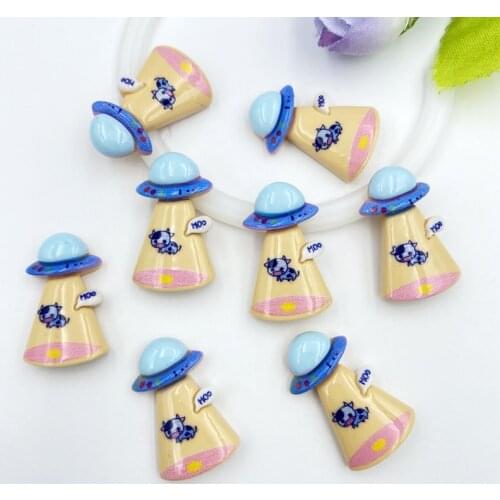10pcs/lot kawaii resin Cute Mini UFO flatback cabochons For Hair Bow Centers DIY Scrapbooking Decor C25