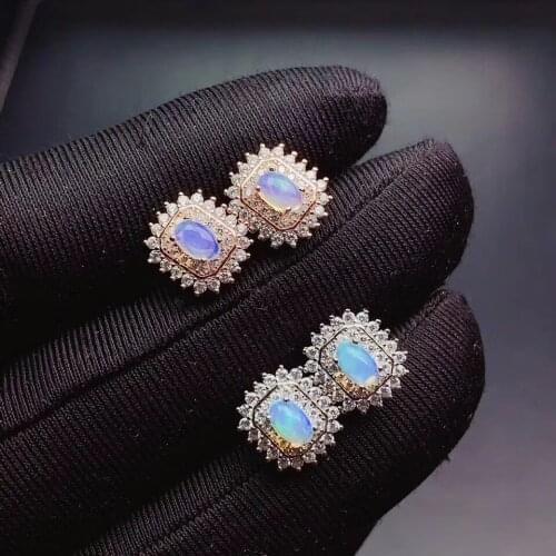 100% Natural and real Opal Earring 925 sterling silver Fine jewelry For the Party