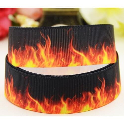 22mm 25mm 38mm 75mm flame Cartoon printed Grosgrain Ribbon party decoration 10 Yards X-03547