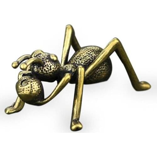 3D Ant Casting Animal Mini Figurine Retro Style Metal Sculpture Home Office Room Desktop Decoration Collect Ornaments Gift
