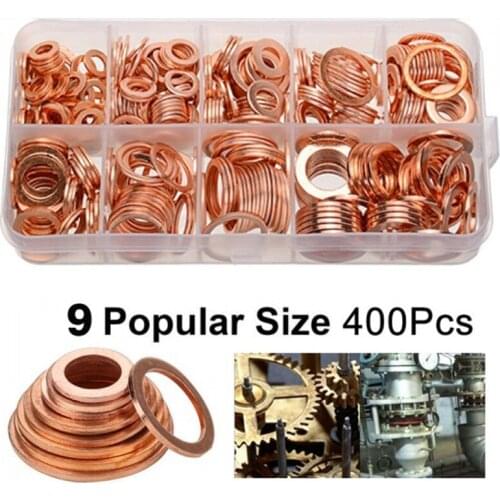 400PCS M5-M14 Copper Sealing Solid Gasket Washer Sump Plug Oil For Boat Crush Flat Seal Ring Tool Hardware Accessories