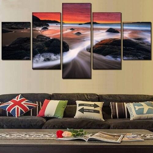 5pcs Sunset Sea scenery 5d diy diamond painting cross stitch mosaic decor full square/round drill diamond embroidery landscape