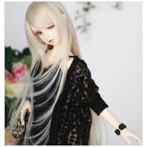 Doll accessories 1/3 1/4 Bjd wig doll hair wig long straight oblique bangs woman female girl gentle cool cute hair- a29