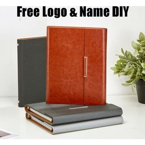 Free Logo Name Customized A5 Notebook PU Leather Loose Leaf Diary Spiral Memo Pad Rings Planner Office Supplies Leader Gift