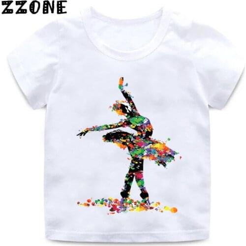 Baby Girls I Love Ballet Dancing Girl Design T shirt Kids Casual Clothes Enfant Summer White T-shirt