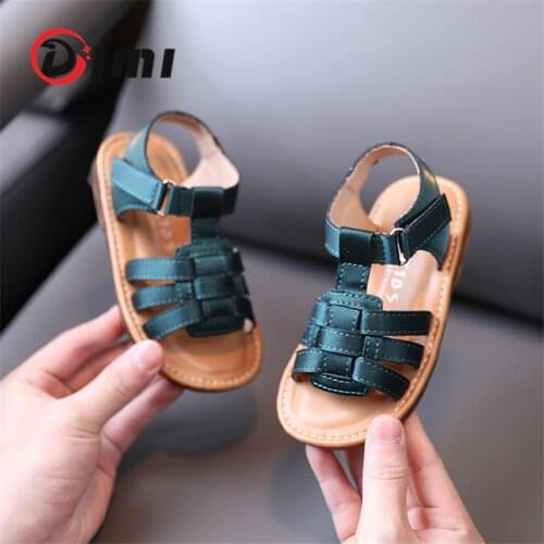 DIMI 2021 Summer Baby Shoes 0-3 Year Soft Microfiber Leather Toddler Sandals Non-Slip Tendon Sole Infant Sandals for Girl Boy
