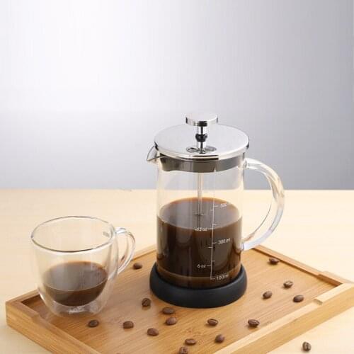 Home office glass French filter press hand coffee pot milk tea machine French press high boron heat-resistant glass tea