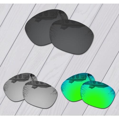 E.O.S 3 Pairs Black & Silver & Emerald Green Polarized Replacement Lenses for Oakley Latch OO9265 Sunglasses