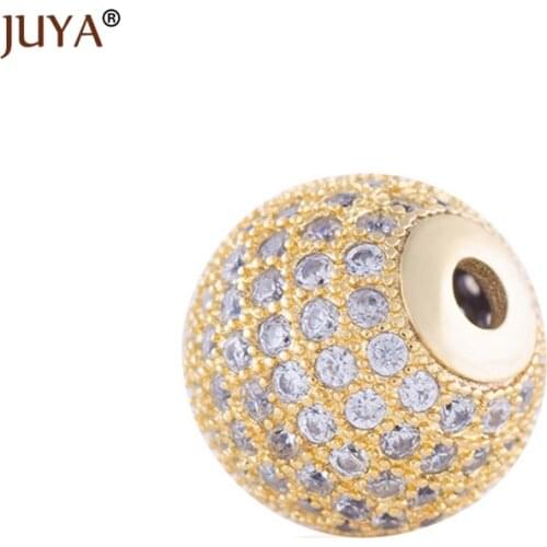 Jewelry findings components luxury cubic zirconia crystal round / crown beads for diy fashion bracelets necklace accessories