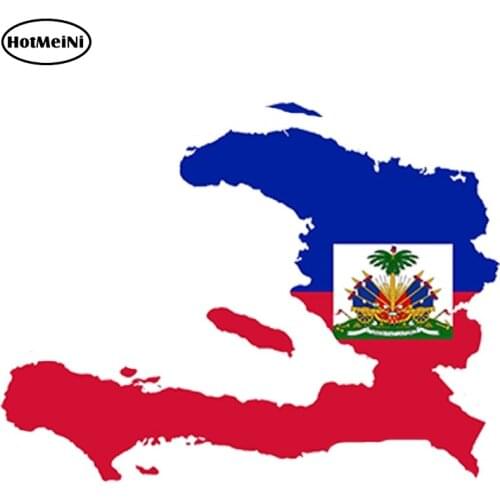 HotMeiNi 13cm x 9.75cm Car Styling Haiti Map Flag Car Sticker Silhouette for Bumper Helmet Fridge Door Waterproof Accessories